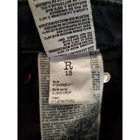 R13 Alison Crop Jeans Stratford Sz 25 R13W0005-211 Back Cut-out Hem (e - Picture 8 of 9